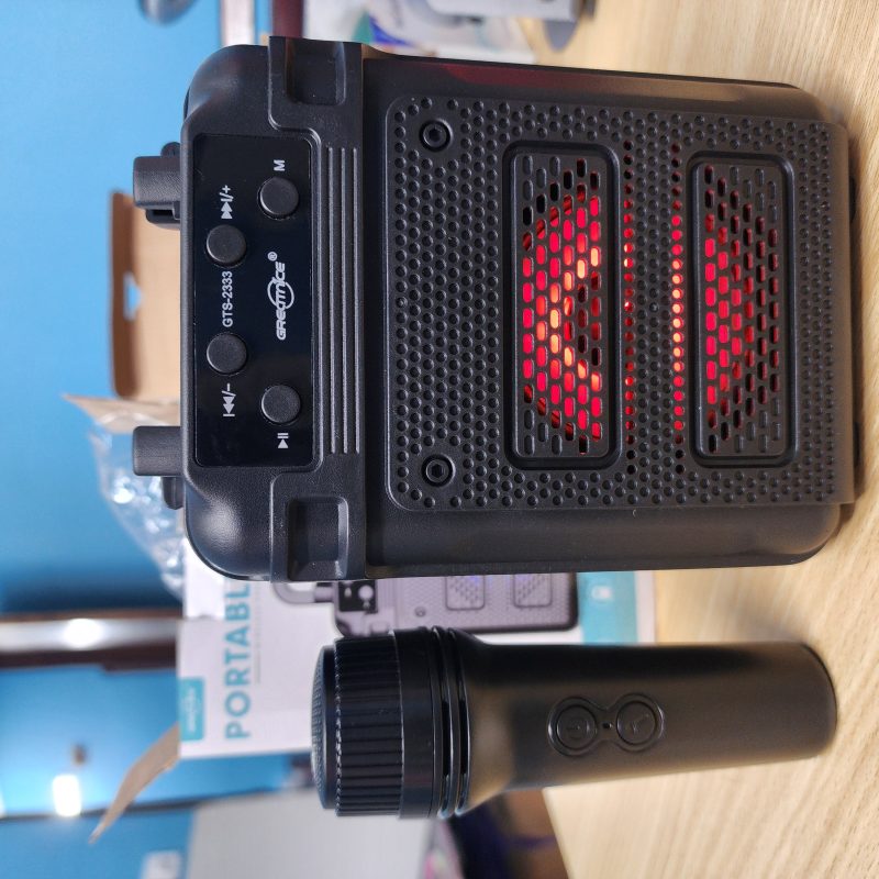 GREATNICE GTS-2333 Portable Bluetooth Speaker with Wireless Mic, RGB Light, FM Radio & USB/TF Card image 3